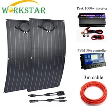 WORKSTAR 2 шт. ЭТФЭ гибкие солнечные панели 18V 100w Зарядное устройство для RV/лодка 200w Солнечные энергетические установки для начинающих 12V Солнечный Зарядное устройство