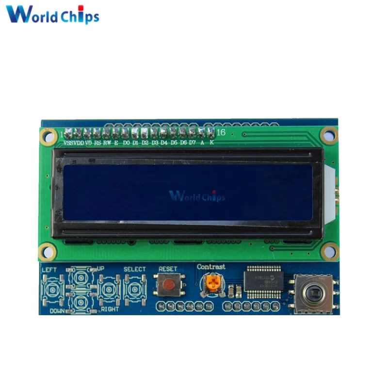 Регулируемая яркость 1602 LCD Shiled IIC I2C MCP23017 5 Клавиатура 16x2 символьный ЖК-дисплей