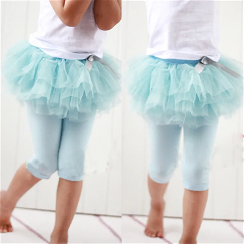 Image Children Girl Culottes Leggings Gauze Pants Party Skirts Bow Tutu Dress 0 3Y