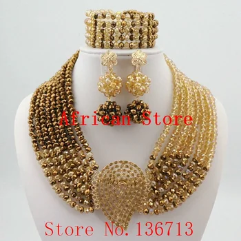 

Fashion Jewelry Sets for Women Evening Party African Beads Jewelry Set Suspension Crystal Flower Earring Bracelet Necklace Set