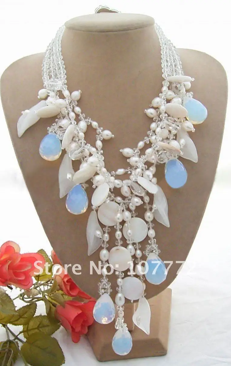 

Pearl@Onyx@Moonstone@CrystalNecklace