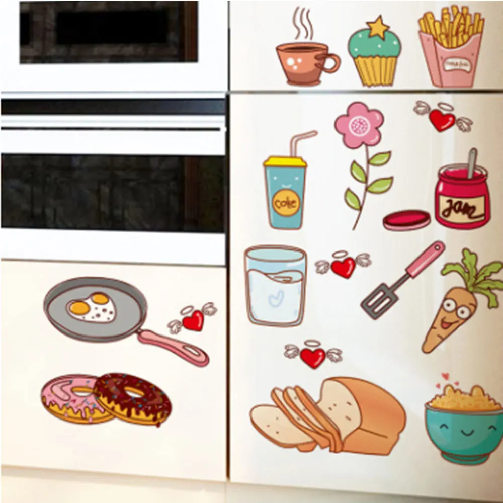 Creative Simple Waterproof Aluminum Foil Heat Resistant Oil-proof Kitchen Tile Wall Sticker Kitchenware Cartoon Stickers Decor
