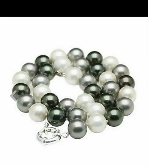 

12mm Genuine Multicolor Shell Pearl Round Beads Necklace 50"