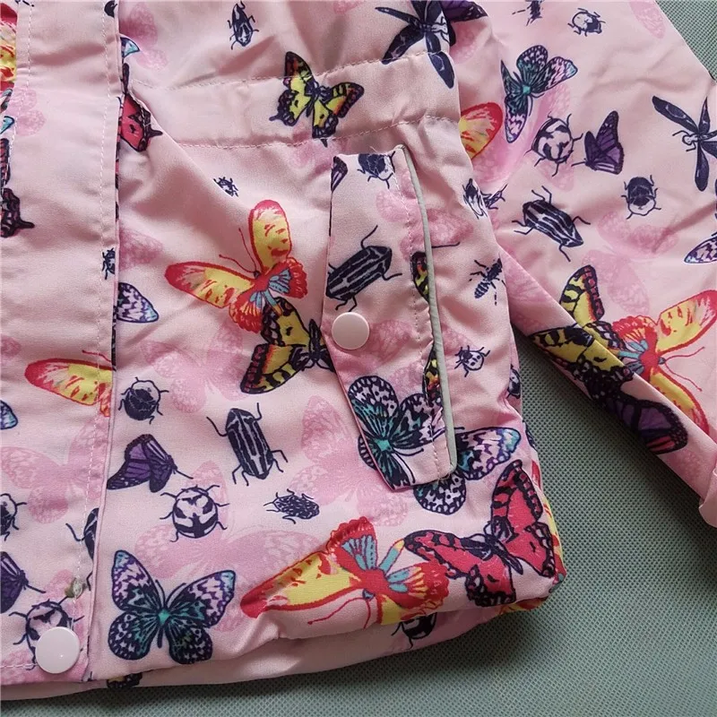 Детская осенняя куртка; Новинка года; дизайнерская плотная куртка для маленьких девочек; одежда розового цвета с принтом бабочки для девочек; детская одежда