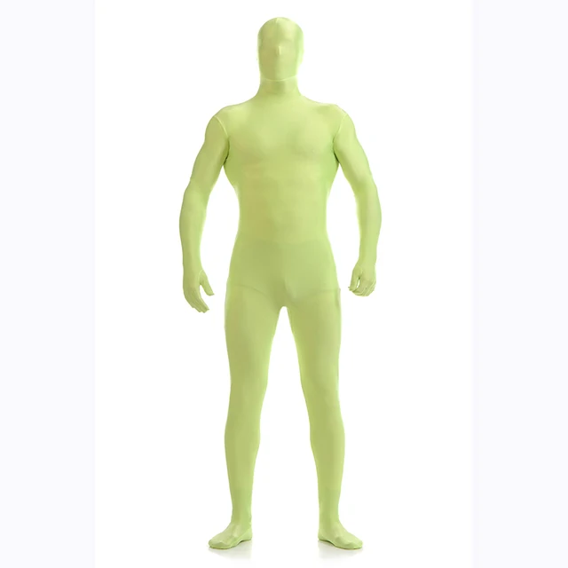 Mens Green Lycra Full Body Zentai Suit Costume Custom Mens Spandex 