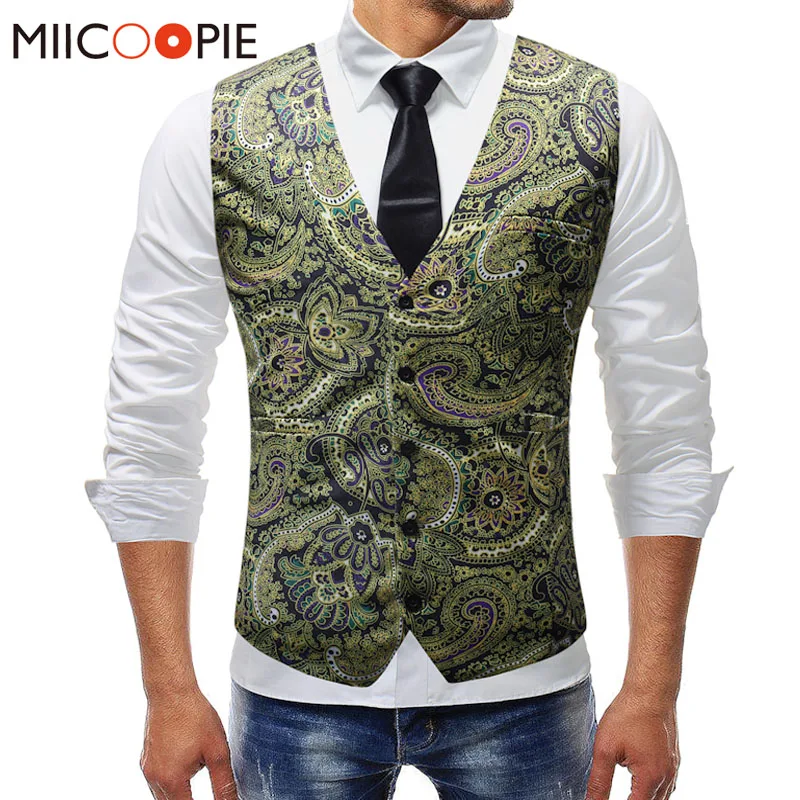 

Mens Dress Suit Vests Gentleman Formal Slim Fit Foral Print Men Wedding Vest Tuxedo Waistcoat Business Colete Masculino 5