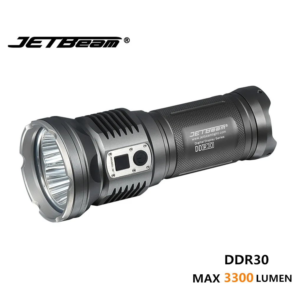 

Super bright torch JETBeam DDR30 3*Cree XM-L2 LED MAX 3300 lumens IPX-8 rechargeable flashlight camping light photography