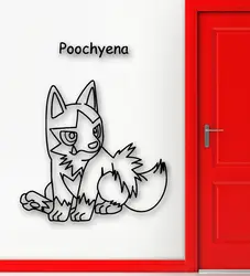 Наклейки на стену виниловая наклейка Pokemon poochyena аниме мультфильм для детской комнаты