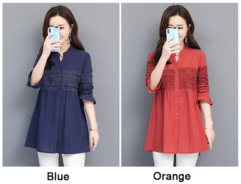 Women Fashion Blouse 2019 New Autumn Cotton Linen Lace Chinese Style Cardigan Full Long Sleeve Female Woman Blouse Vestidos Tops (13)