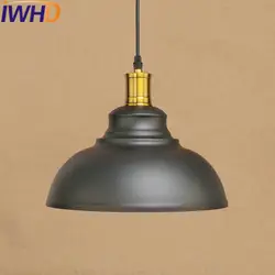 Iwhd Винтаж Ретро лампа Лофт промышленные подвесные светильники Спальня Ресторан гладить кулон Лампы для мотоциклов Освещение светильники