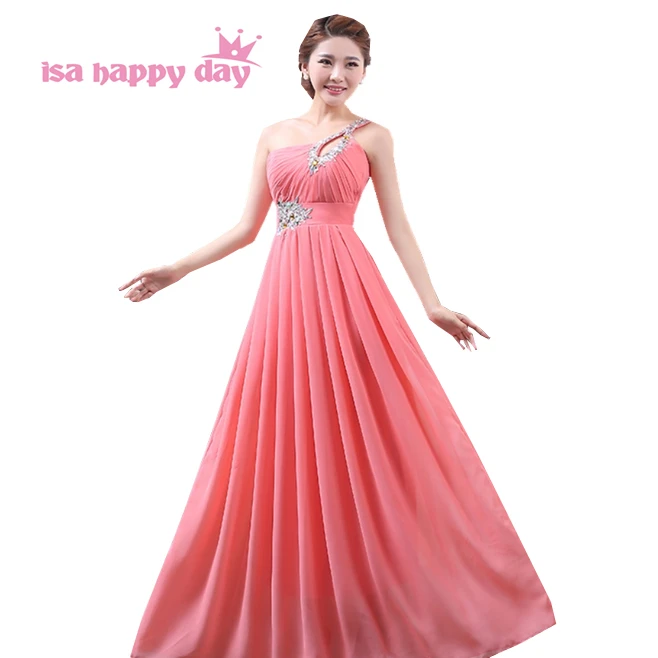 

latest designs sexy bridal formal one shoulder long bead and rhinestone embellishments prom fuschia dresses 2019 dress H1915