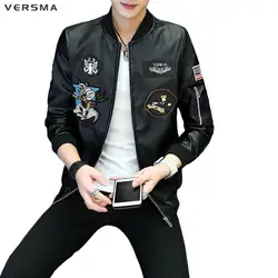 Versma autmn Slim Fit мотоцикл Вышивка кожаная куртка Для мужчин jaqueta de couro motoqueiro пилот Байкерская кожаная куртка мужская