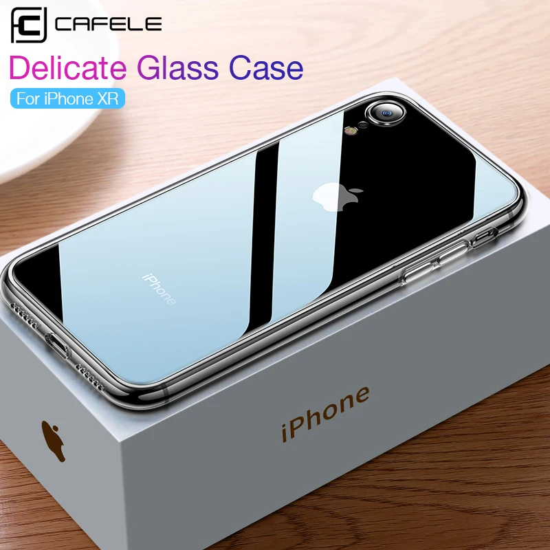 

CAFELE Tempered Glass Back Phone Case for iPhone Xr Xs Max 11 Pro Max Soft Transparent HD Glass Case Cover for iPhone 11 pro max