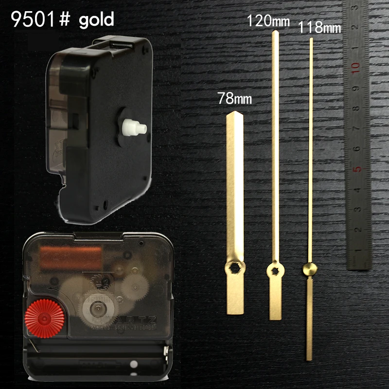 12888SA Snap In Type wall clock mechanism with 9501 gold hands Silent