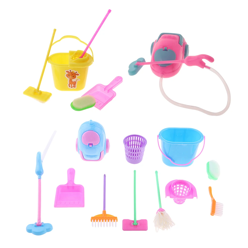 Childrens Cleaning Toys Set - Broom Mop and Pail Broom and Dustpan Toy Cleaning Housekeeping Supplies for Kids Pretend Play Toys