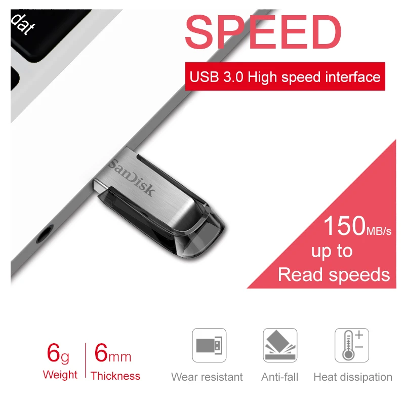 SanDisk USB флеш накопитель 128 Гб 64 ГБ 32 CZ73 3 0 металлический шифратор 16Гб карта памяти