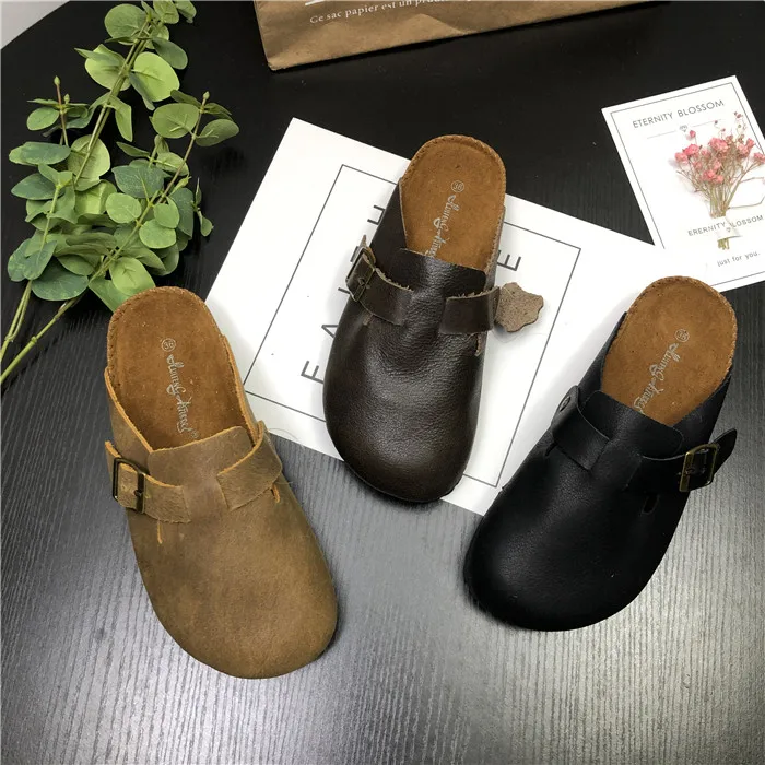 HUIFENGAZURRCS/тапочки из натуральной кожи обувь на плоской подошве ручной работы из воловьей кожи Удобная Женская обувь в Корейском стиле
