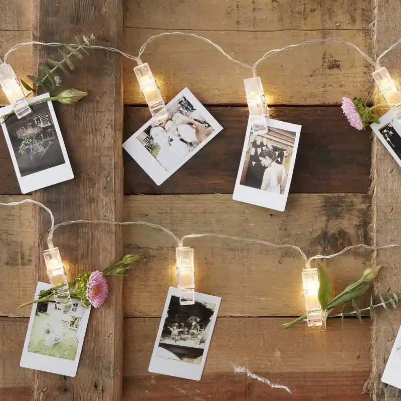 1,5 м 10LED DIY фото клип колышки струнные огни на батарейках Рождественские огни Свадебная вечеринка юбилей украшения сказочные огни - изображение