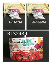 3inch 50yard ribbon and 50pcs resin 1 set printed cartoon printed ribbon and resin RTS2439