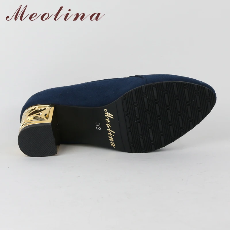 Meotina/женские туфли-лодочки женская обувь на толстом каблуке женские осенние туфли-лодочки на золотистом каблуке Женская обувь для вечеринок, большие размеры 33-46, 12