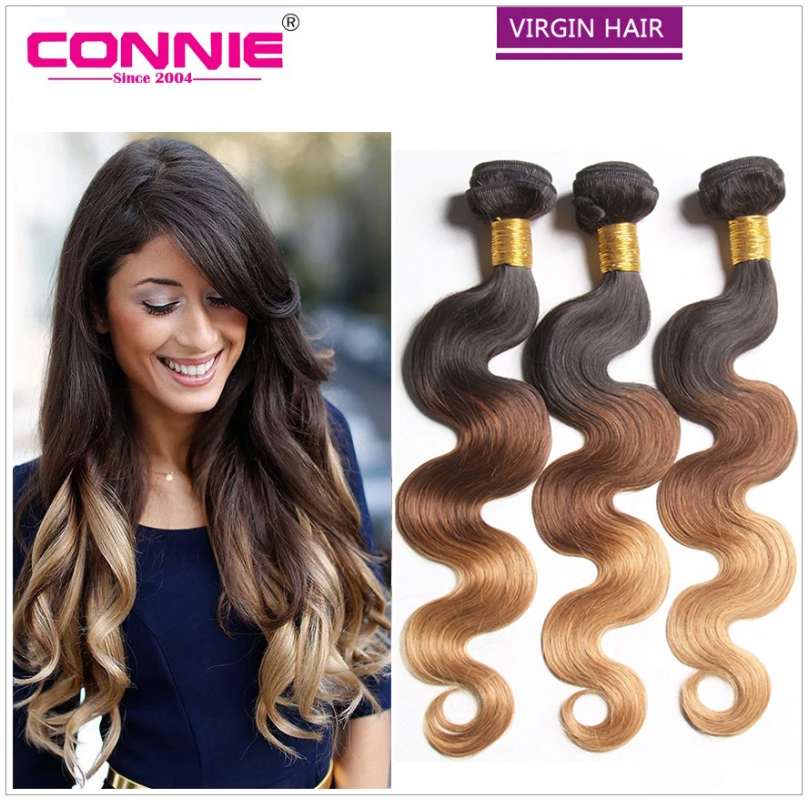 3 Bundles 7A Ombre Peruvian Virgin Hair Body Wave Ombre Three Tone Hair Weave Ombre Hair Bundles 8-28Inch Peruvian Body Wave