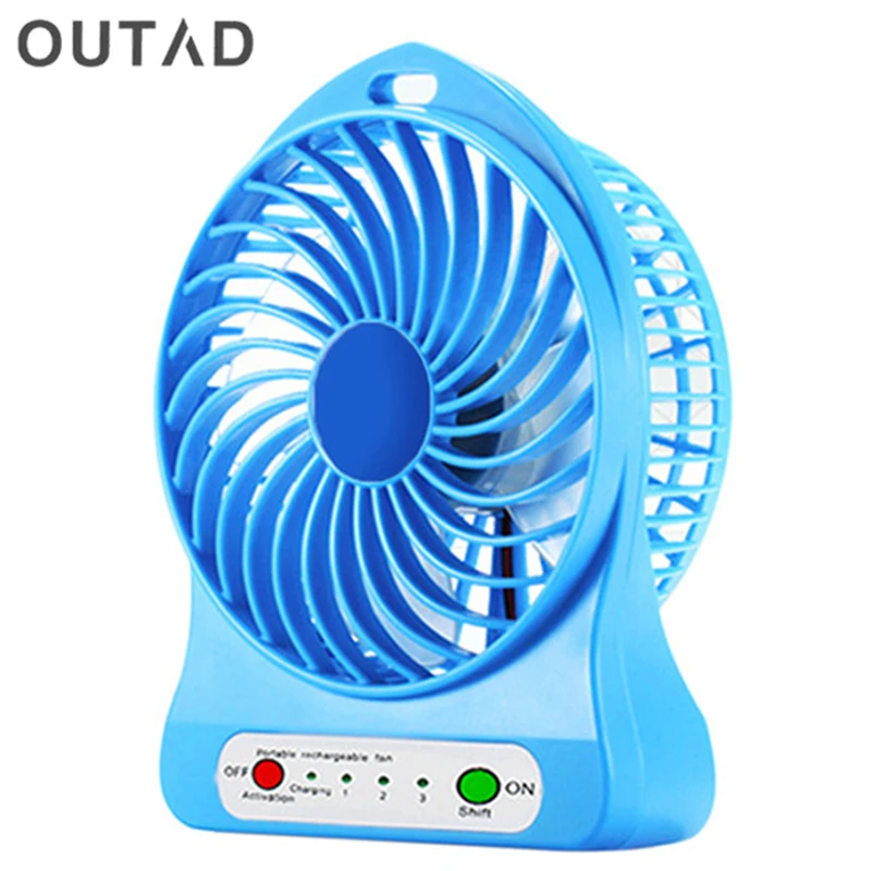 OUTAD portátil Mini escritorio USB ventilador de mesa ventilador Li-ion recargable ventilador multifuncional 3 engranaje Mini ventilador del escritorio