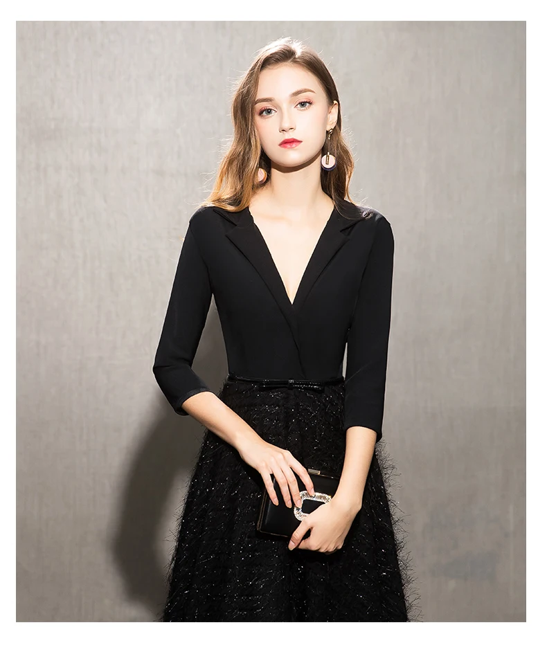 wei yin 2022 Black Evening Dresses Elegant Lace Evening Gowns Long Formal Evening Dress Styles Women Prom Party Dresses WY1248 long sleeve formal dresses