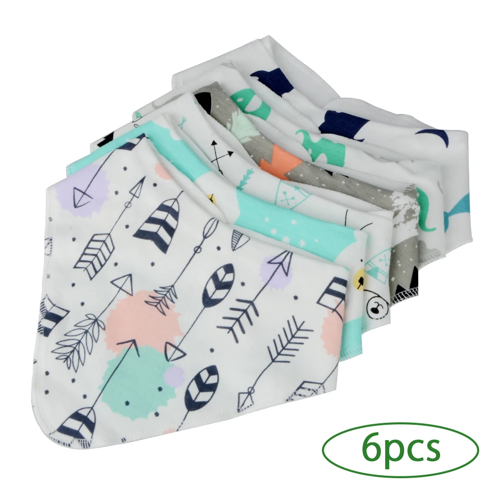 

6Pcs/Lot Cotton Baby Bibs Infant Sling Neckerchief Triangle Bandana Bibs for Baby Gift
