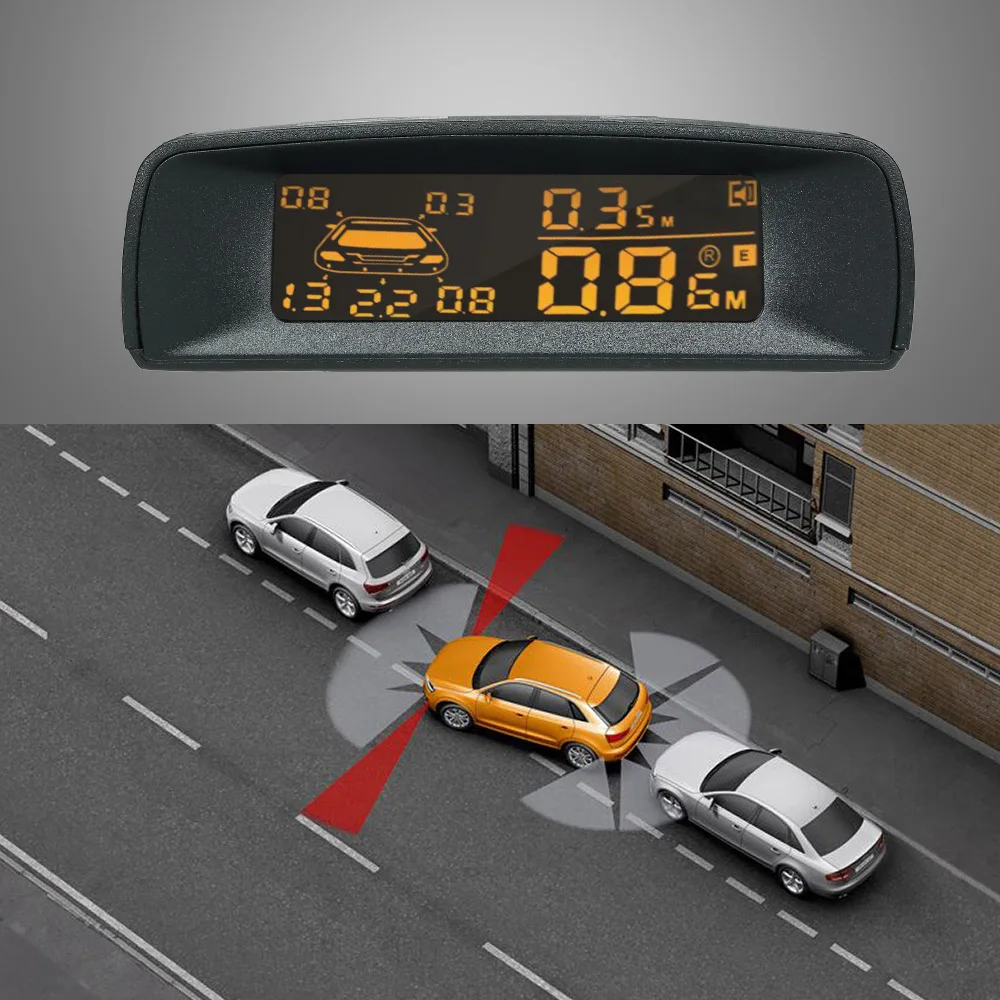 

Car Rear View Radar Parking System Car Reversing Buzzer LED 8 Radar Sensor