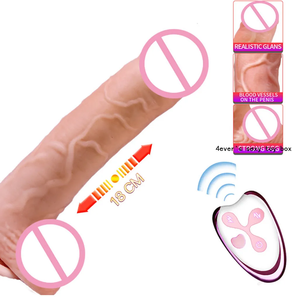 Promo  Wireless Remote Control Liquid Silicone Big Dildos Vibrator Suction Cup Swing Vibrating Heating Tel