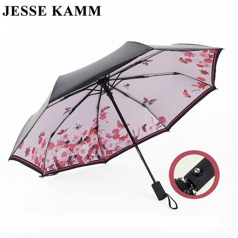 JESSE KAMM Hot Sale New Fully Automatic Anti-UV For Women Gift Fashion 24 Months Warranty Windproof Sun Rain Ladies Umbrellas JESSE KAMM Hot Sale New Fully Automatic Anti-UV For Women Gift Fashion 24 Months Warranty Windproof Sun Rain Ladies Umbrellas