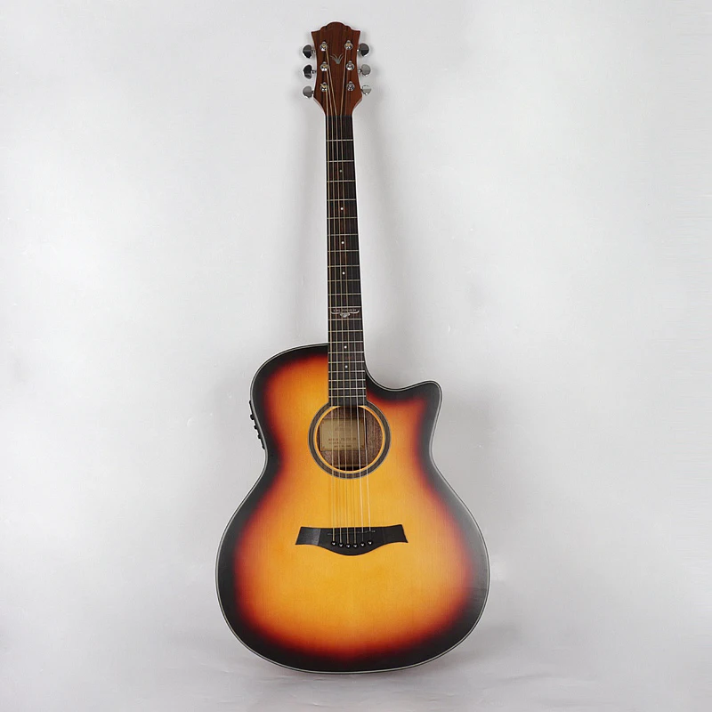 

good quality hickory wood acoustic guitar with Mic beat board 301 EQ