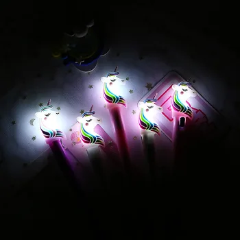 

1pcs Cartoon Unicorn Cute Light Pen Kawaii Stationery 0.5mm Black Ink Gel Pen Papelaria Gift Office Material School Supplies