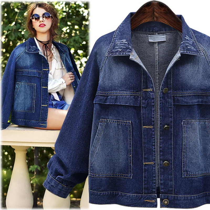 Plus size 5XL European style Women Pockets Denim Jackets Long Sleeve
