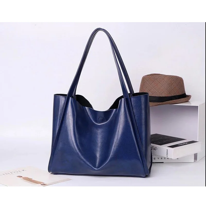 

Fashion European and American Women Handbags Genuine Leather Shoulder Bag Ladies Casual Tote Large Capacity Top-Handle Bolsa