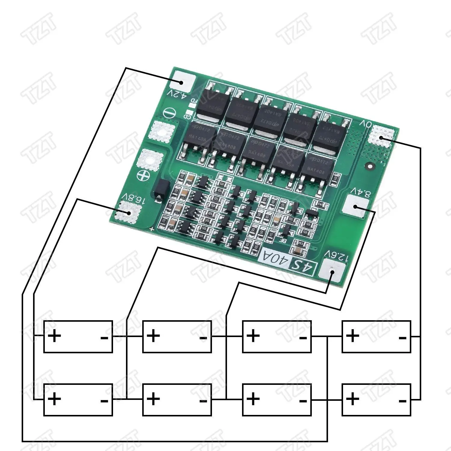 4S 40A литий-ионная батарея 18650 зарядное устройство PCB плата защиты BMS с балансом для бурильного двигателя 14,8 в 16,8 в Lipo модуль