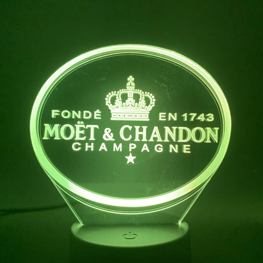  Moet Et Chandon 3d Led Night Light Lamp Gift for Clients Friend Baby Nightlight Usb or Battery Powe - 33026506587