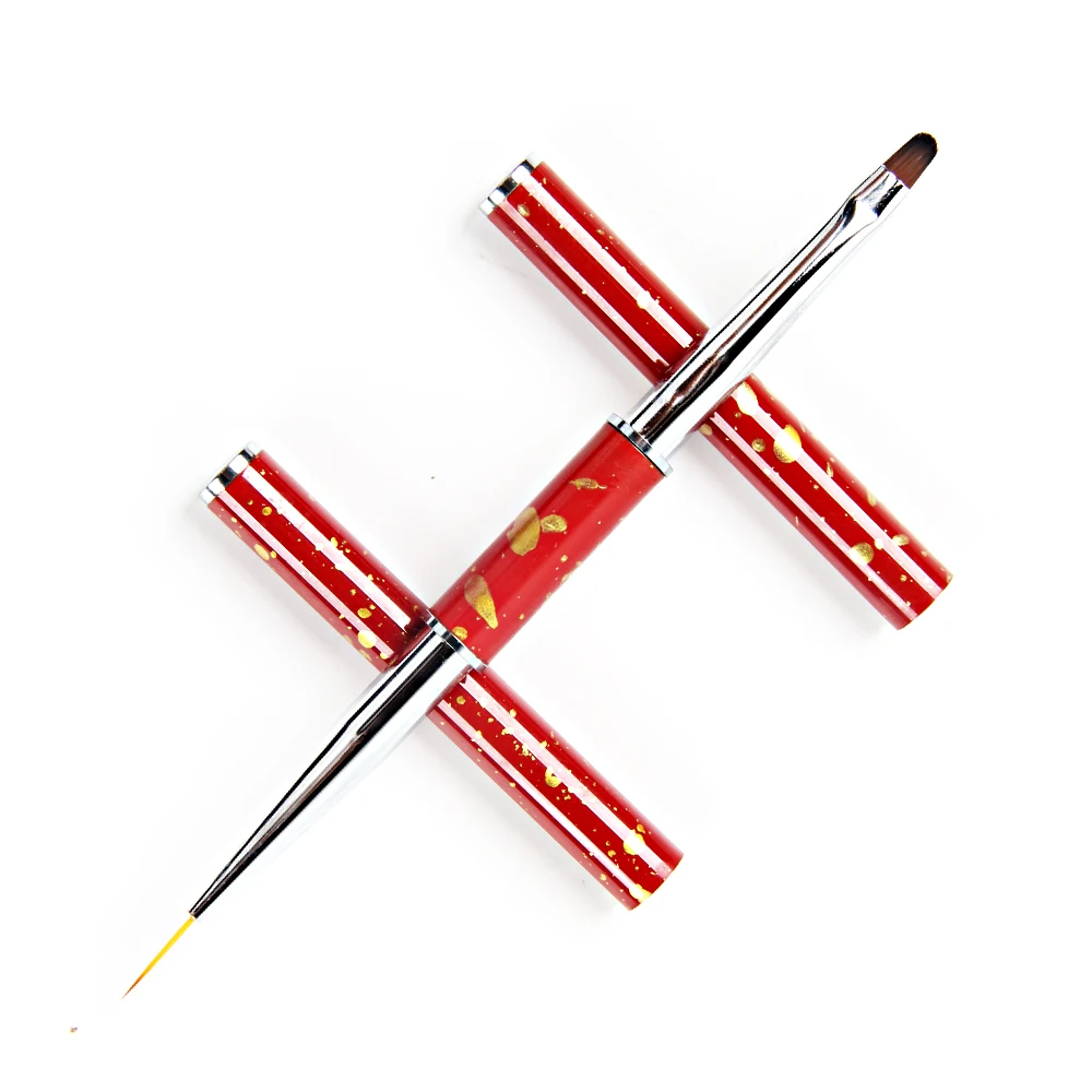 ANGNYA Two Use Brush UV Gel Brush 4# Oval and 7mm Skinny Nail Art Liner Painting Flower Pen Red Metal Hand Design Manicure Tool 3