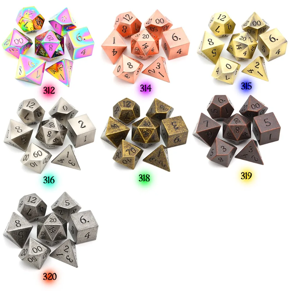 Goedkoop Zinklegering Metalen Dobbelstenen Polyhedral Dobbelstenen 7PCS D20 D12 D10 D8 D6 D4 voor Dungeons And Dragons DND RPG MTG Tafel Games