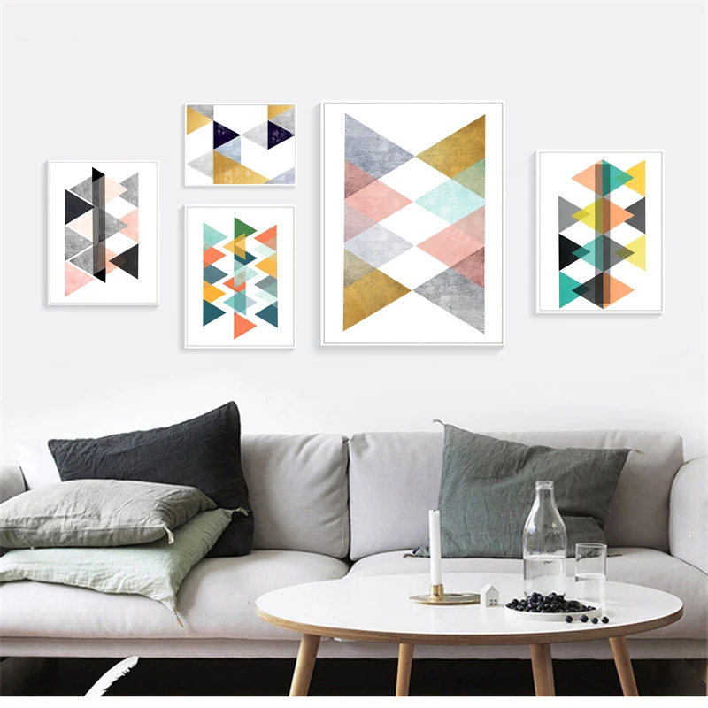 HEYCUADRO abstract geometry Prints Wall Art Canvas Painting Wall