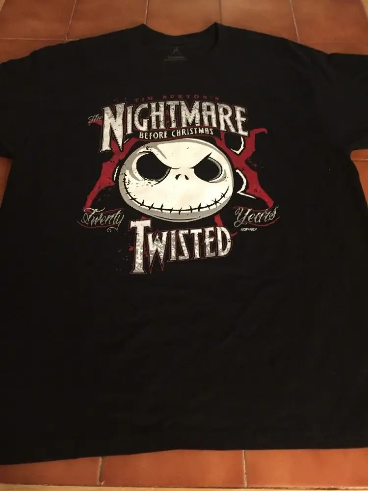 

Nightmare Before Christmas Tim Burton T Shirt Twisted 20 Years Black L