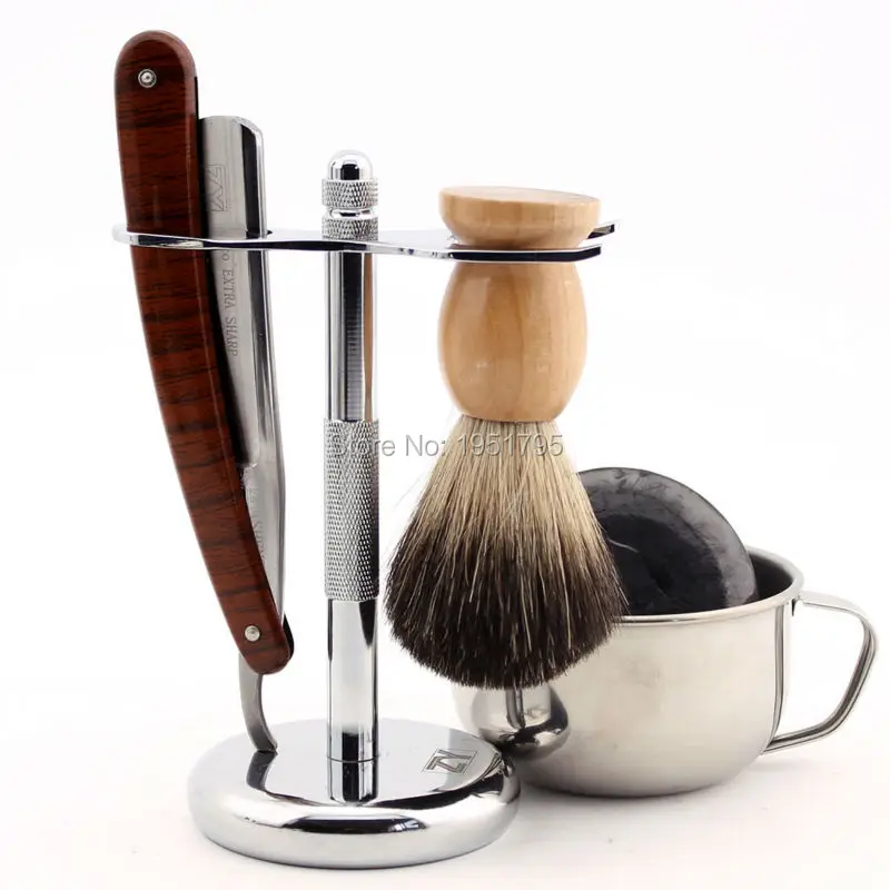 ZY Handmade Shave Ready Straight Razor Cut Throat Stand Bowl Soap