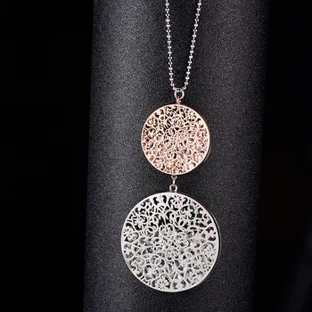 

Women Luxury Pendant & Necklacec High Quality Cubic Zirconia In Hollow Round Box Silver Color & Gold Women Gift Necklace XL04379