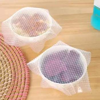 

New Fashion Home Kitchen Tool Clear Square Reusable Silicone Food Wrapper Seal Cover Film Ziplock Freezer bags