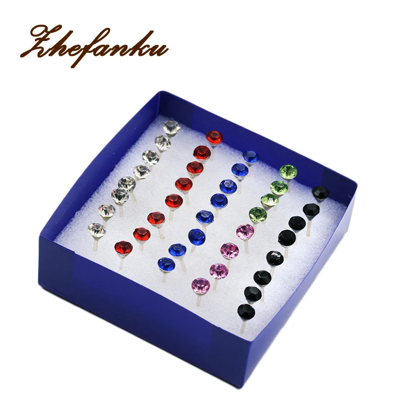 40 шт./компл.! Набор из сережек гвоздиков красочные и белые стразы|stud earrings set|earrings