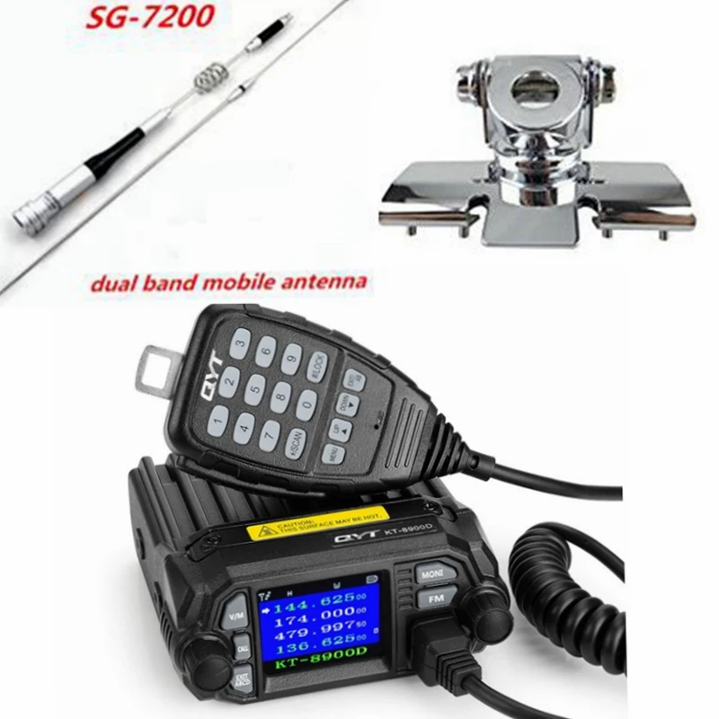 NEW car radio QYT KT-8900D 136-174/400-480MHz quad band large display mobile car transceiver with SG-7200 antenna