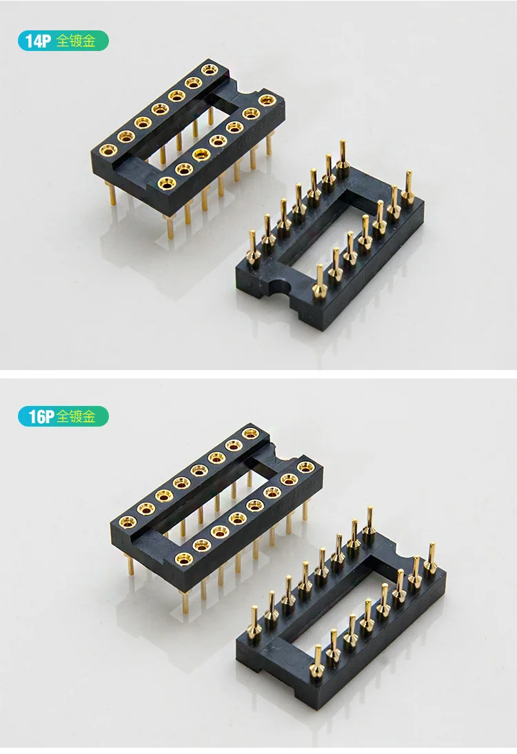 2 шт. позолоченные IC розетки Блок DIP8 DIP14 DIP16 DIP18 DIP20 DIP24 DIP28 DIP40 контакты разъем DIP разъем 8 P-40 P Pin