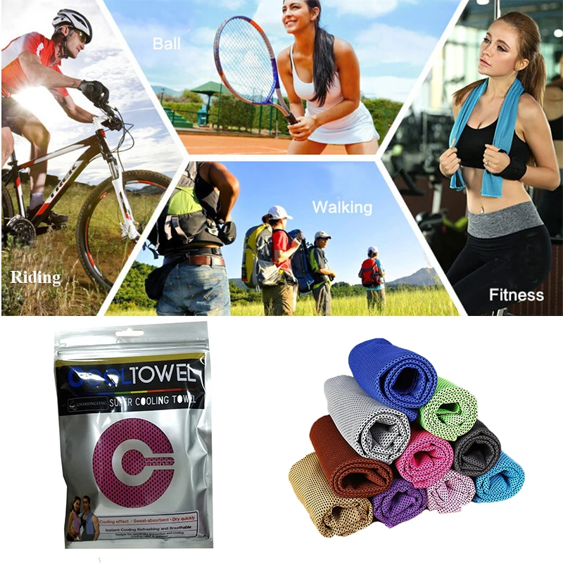 

90X30cm Double Layer Ice Cold Towel Sweat Summer Exercise Fitness Cool Quick Dry Soft Cooling Towel for Adult Kids