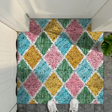 Коврик для прихожей в скандинавском стиле, коврик из ПВХ с петлей на проволоке, цветной коврик для двери с геометрическим рисунком, коврик для гостиной, ванной комнаты, нескользящий коврик - Цвет: C-rectangle