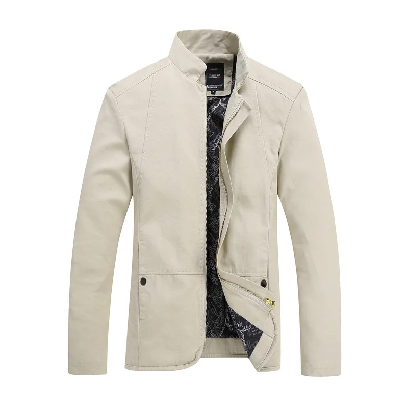 Spring new youth men's jacket Korean Slim large size stand collar washed cotton jacket jacket direct